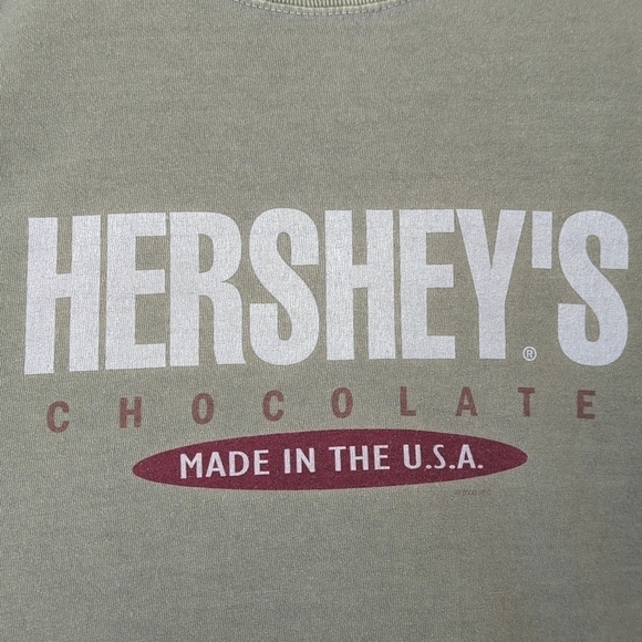 Anvil 2000 Y2K Vintage Hershey's Chocolate Short Sleeve Crewneck T-shirt Sage L - Picture 3 of 10